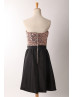 Folded Rose Gold Sequin Black Taffeta Short Bridesmaid Dress